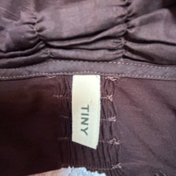 Anthropologie Tiny Women's Leighton Top Velvet Button Down Shirt Medium Brown - Picture 3 of 9